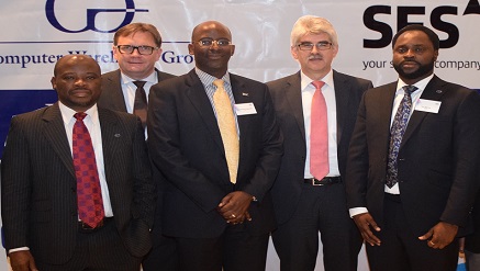 (L-R): James Agada, Chief Technology Officer, CWG PLC; Stéphane Goebel- Head, Sales Africa and Middle East, SES Services; Jean-Pierre Kabanda, Vice-President Business Development, Africa SES; Wilfried Urner – CEO, SES Platform Services (APS) and Dayo Abegunde- Associate Vice-President, CWG PLC during the Broadcast Summit in Lagos yesterday.